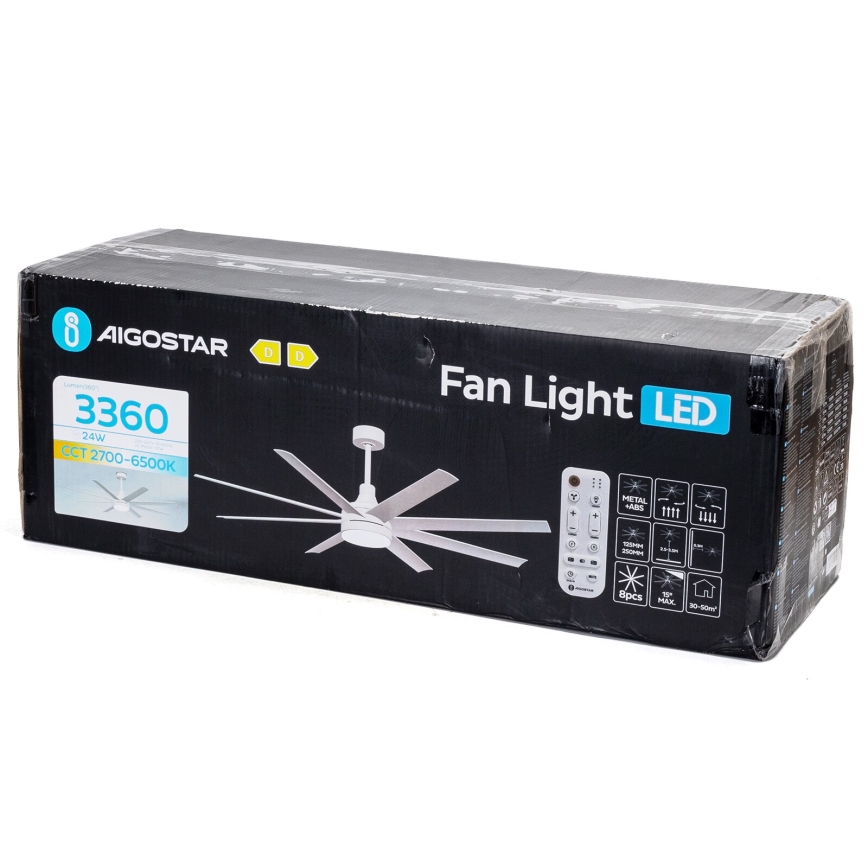 Aigostar - Ανεμιστήρας οροφής LED Dimmable LED/24W/230V 2700-6500K διάμετρος 165 cm + τηλεχειριστήριο λευκό