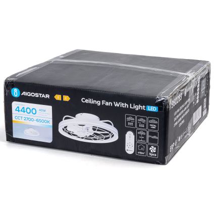 Aigostar - Ανεμιστήρας οροφής LED Dimmable LED/40W/230V 2700-6500K διάμετρος 48 cm + τηλεχειριστήριο λευκό