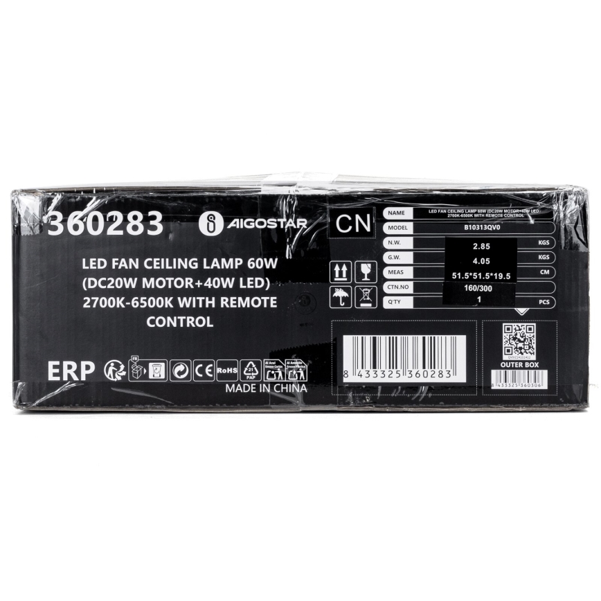 Aigostar - Ανεμιστήρας οροφής LED Dimmable LED/40W/230V 2700-6500K διάμετρος 48 cm + τηλεχειριστήριο λευκό