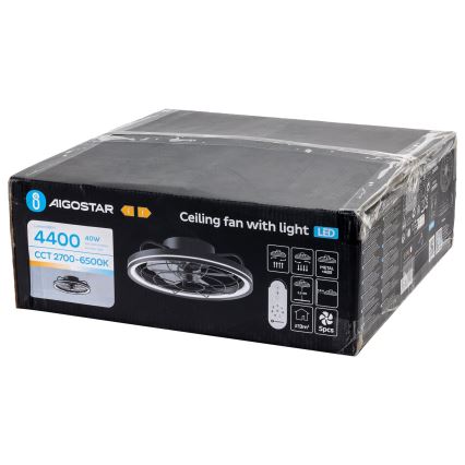 Aigostar - Ανεμιστήρας οροφής LED Dimmable LED/40W/230V 2700-6500K διάμετρος 48 cm + τηλεχειριστήριο μαύρο