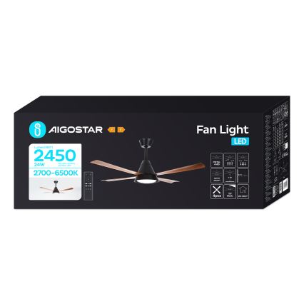 igostar - Ανεμιστήρας οροφής LED Dimmable LED/24W/230V 2700-6500K 132cm + τηλεχειριστήριο