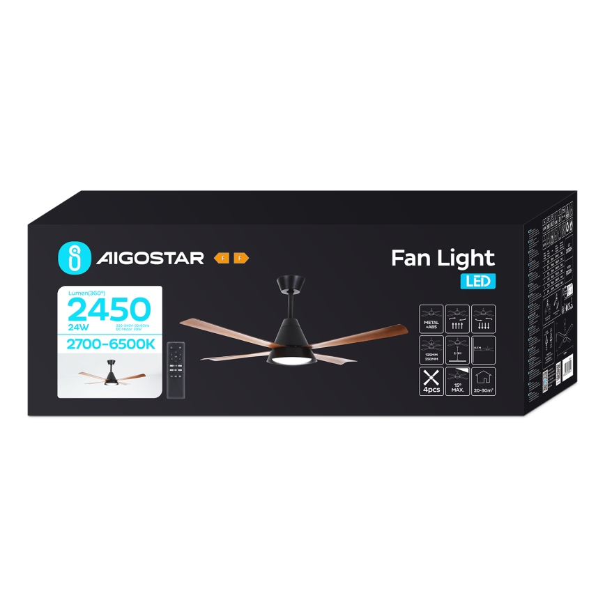 igostar - Ανεμιστήρας οροφής LED Dimmable LED/24W/230V 2700-6500K 132cm + τηλεχειριστήριο