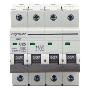 Aigostar - Αυτόματος διακόπτης προστασίας 4 πόλων 4P-25A-C 400V