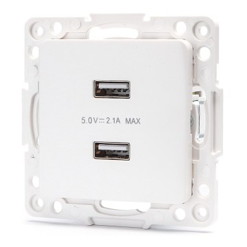 Aigostar - Λευκή πρίζα τροφοδοσίας USB χωρίς πλαίσιο, 2x USB-A