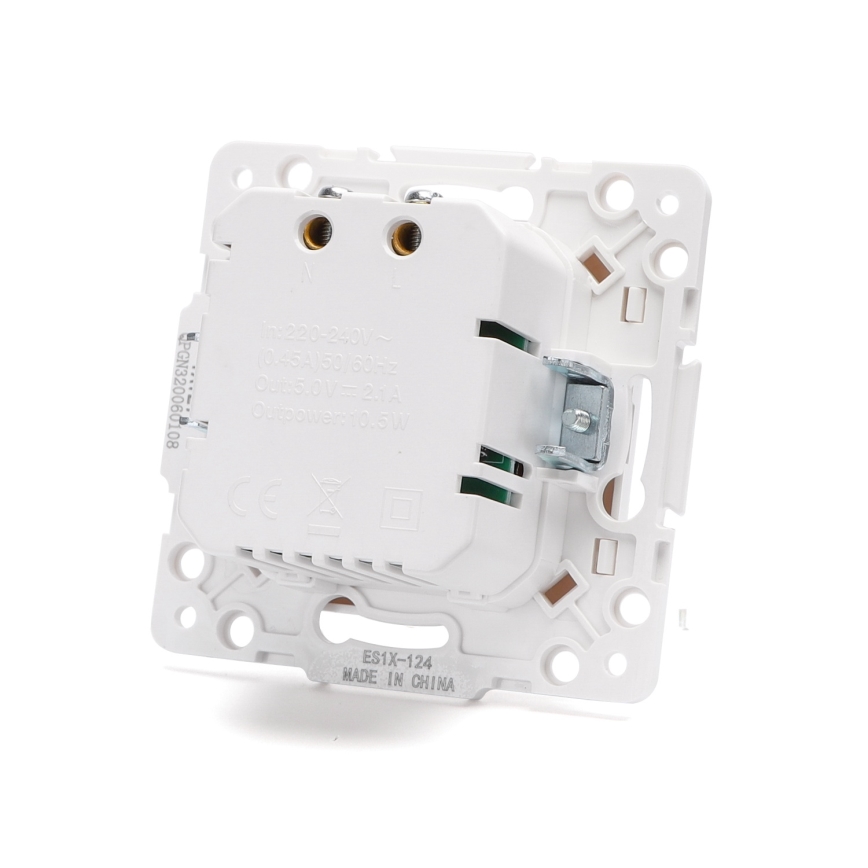 Aigostar - Λευκή πρίζα τροφοδοσίας USB χωρίς πλαίσιο, 2x USB-A