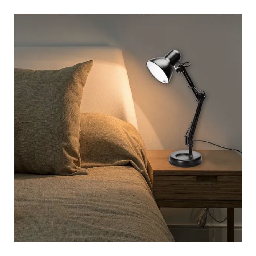 Aigostar - Eπιτραπέζια λάμπα 2σε1 1xE27/40W/230V μαύρο