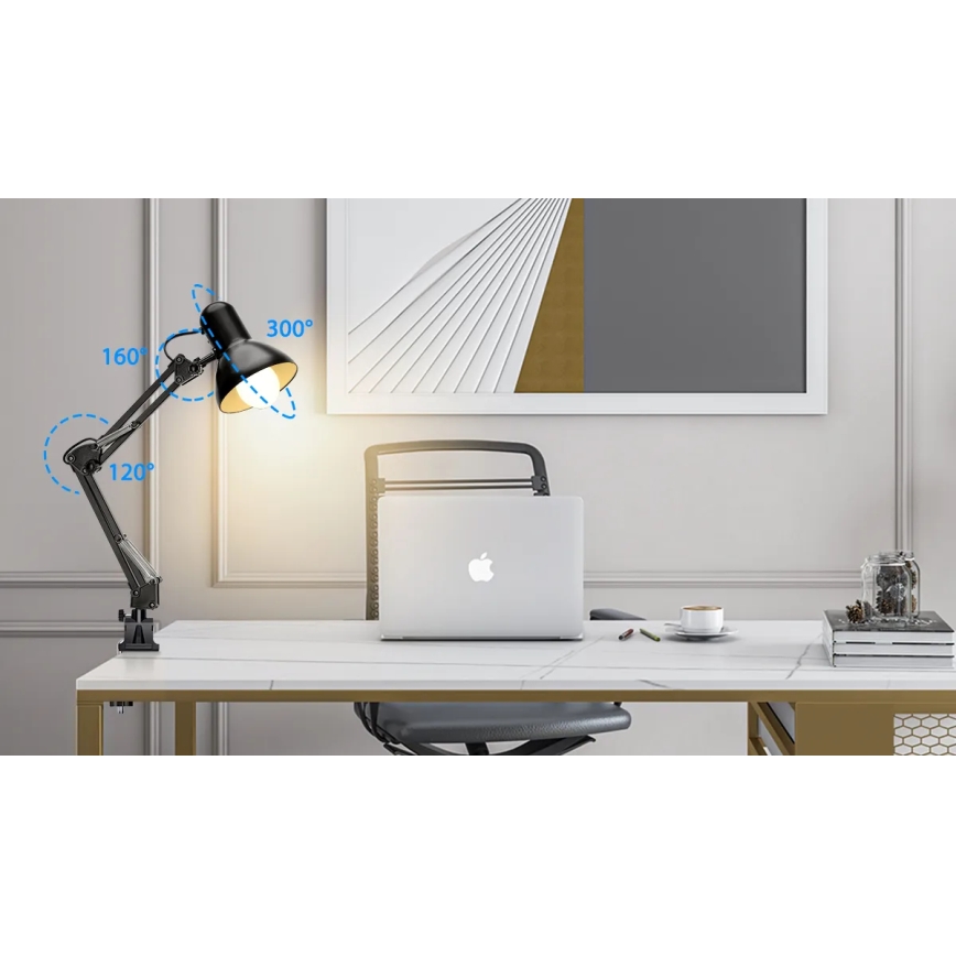 Aigostar - Eπιτραπέζια λάμπα 2σε1 1xE27/40W/230V μαύρο