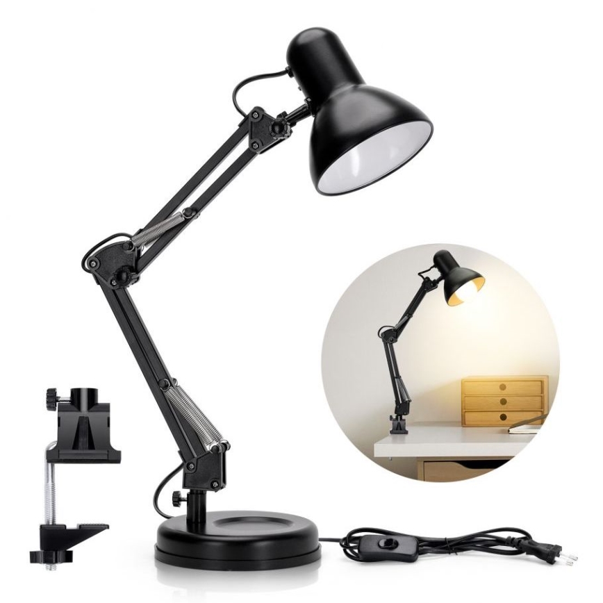 Aigostar - Eπιτραπέζια λάμπα 2σε1 1xE27/40W/230V μαύρο