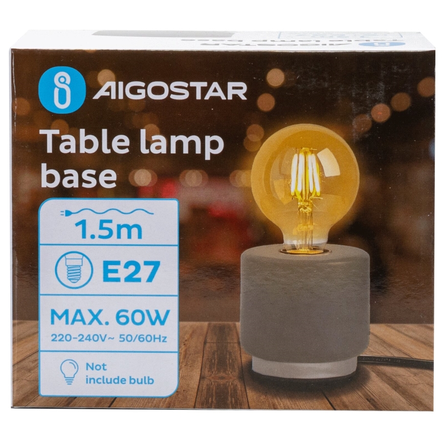 Aigostar - Eπιτραπέζιο φωτιστικό 1xE27/60W/230V γκρι