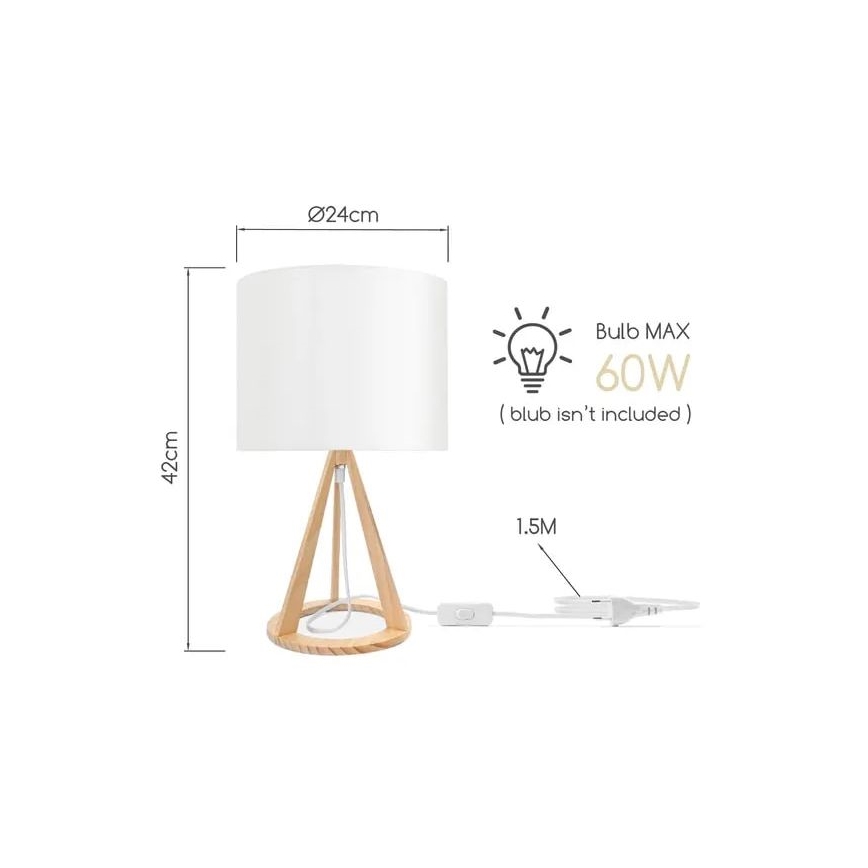 Aigostar - Eπιτραπέζια λάμπα 1xE27/60W/230V πεύκο