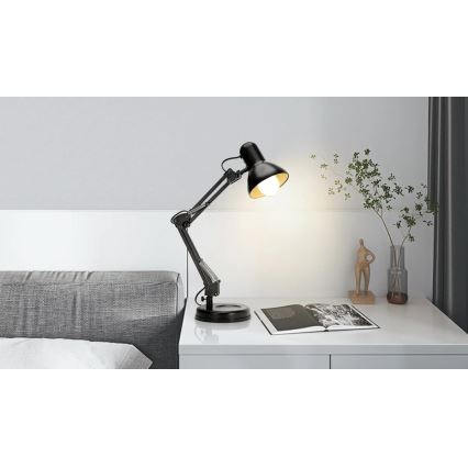 Aigostar - Eπιτραπέζια λάμπα 2σε1 1xE27/40W/230V μαύρο