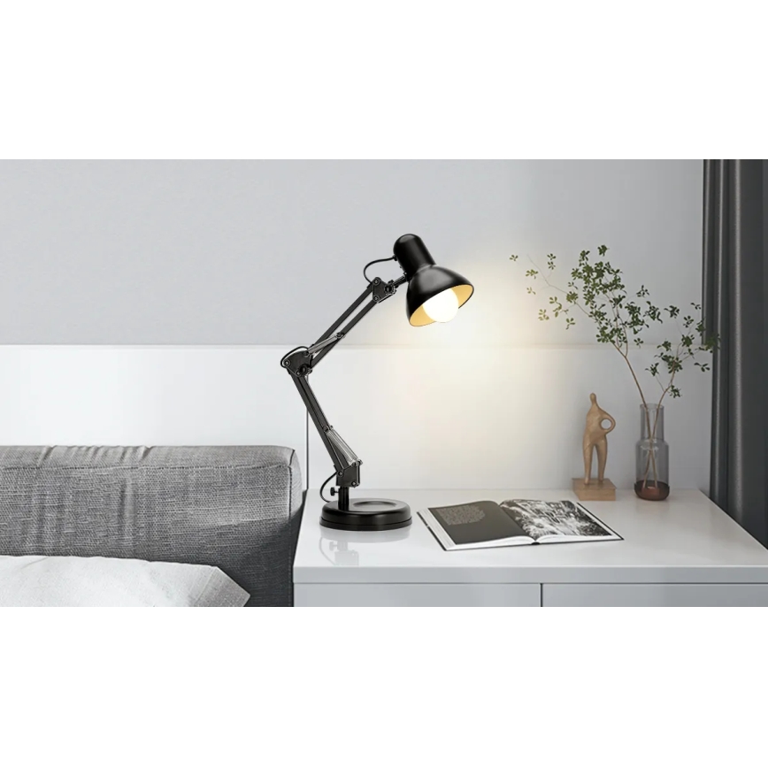 Aigostar - Eπιτραπέζια λάμπα 2σε1 1xE27/40W/230V μαύρο