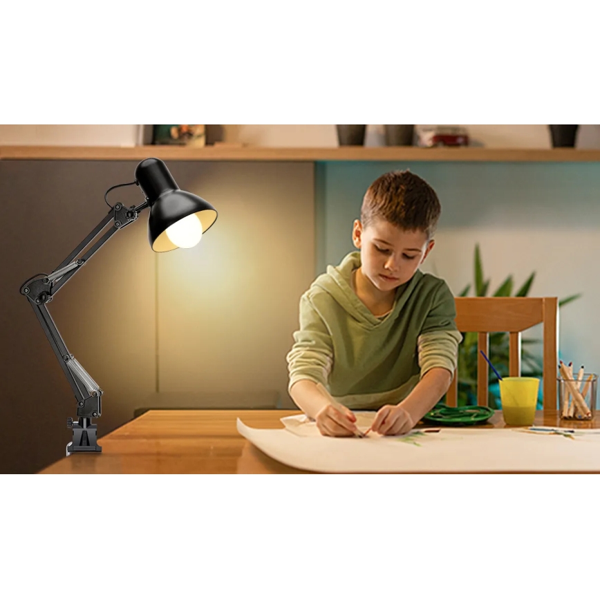 Aigostar - Eπιτραπέζια λάμπα 2σε1 1xE27/40W/230V μαύρο