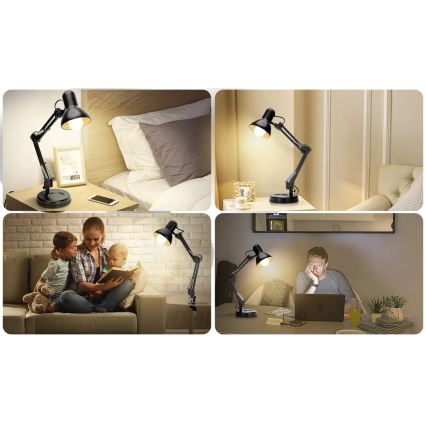 Aigostar - Eπιτραπέζια λάμπα 2σε1 1xE27/40W/230V μαύρο