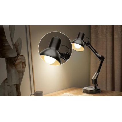 Aigostar - Eπιτραπέζια λάμπα 2σε1 1xE27/40W/230V μαύρο