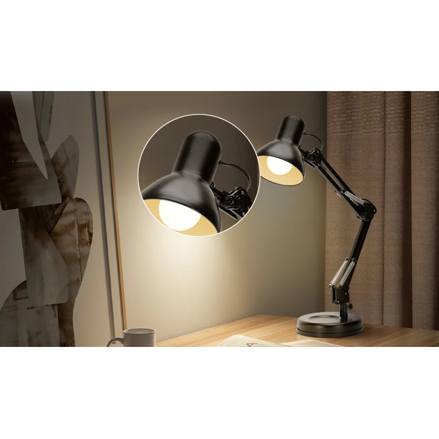 Aigostar - Eπιτραπέζια λάμπα 2σε1 1xE27/40W/230V μαύρο