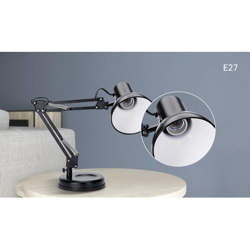 Aigostar - Eπιτραπέζια λάμπα 2σε1 1xE27/40W/230V μαύρο
