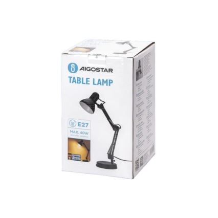 Aigostar - Eπιτραπέζια λάμπα 2σε1 1xE27/40W/230V μαύρο