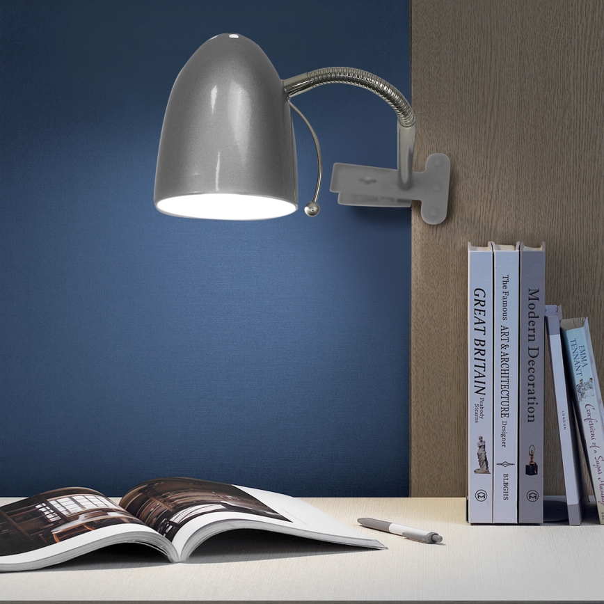 Aigostar -  Eπιτραπέζια λάμπα με κλιπ 1xE27/11W/230V ασημί/γυαλιστερό χρώμιο