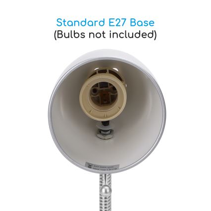 Aigostar -  Eπιτραπέζια λάμπα με κλιπ 1xE27/11W/230V ασημί/γυαλιστερό χρώμιο
