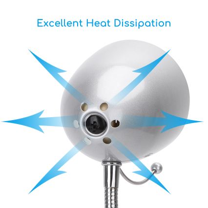 Aigostar -  Eπιτραπέζια λάμπα με κλιπ 1xE27/11W/230V ασημί/γυαλιστερό χρώμιο