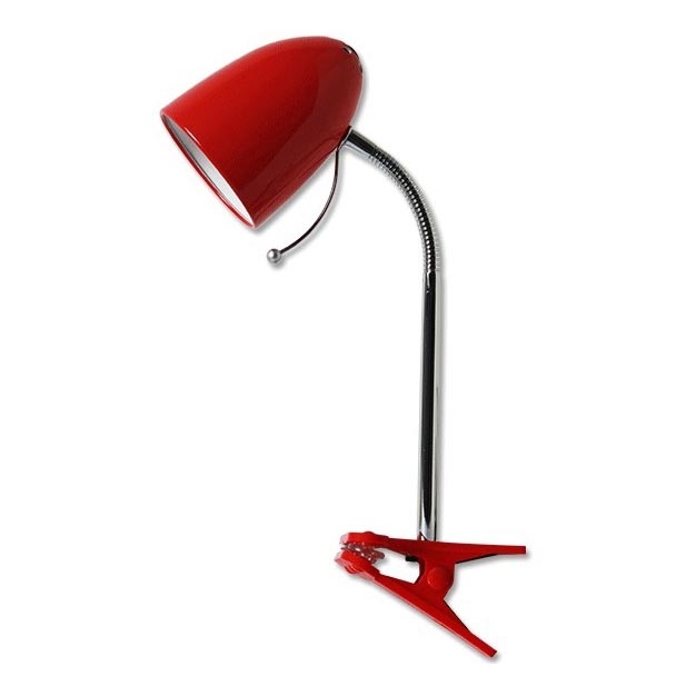 Aigostar - Eπιτραπέζια λάμπα με κλιπ 1xE27/11W/230V κόκκινο/γυαλιστερό χρώμιο
