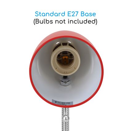 Aigostar - Eπιτραπέζια λάμπα με κλιπ 1xE27/11W/230V κόκκινο/γυαλιστερό χρώμιο