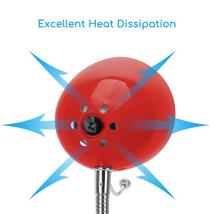 Aigostar - Eπιτραπέζια λάμπα με κλιπ 1xE27/11W/230V κόκκινο/γυαλιστερό χρώμιο