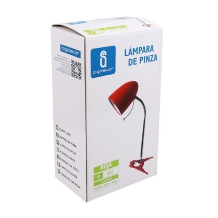 Aigostar - Eπιτραπέζια λάμπα με κλιπ 1xE27/11W/230V κόκκινο/γυαλιστερό χρώμιο
