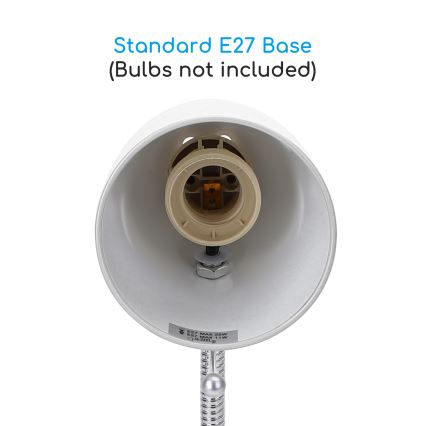 Aigostar -  Eπιτραπέζια λάμπα με κλιπ 1xE27/11W/230V λευκό/γυαλιστερό χρώμιο
