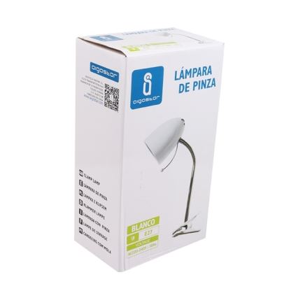 Aigostar -  Eπιτραπέζια λάμπα με κλιπ 1xE27/11W/230V λευκό/γυαλιστερό χρώμιο