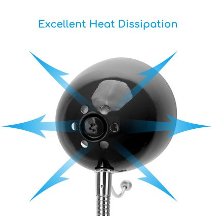 Aigostar -  Eπιτραπέζια λάμπα με κλιπ 1xE27/11W/230V μαύρο/γυαλιστερό χρώμιο
