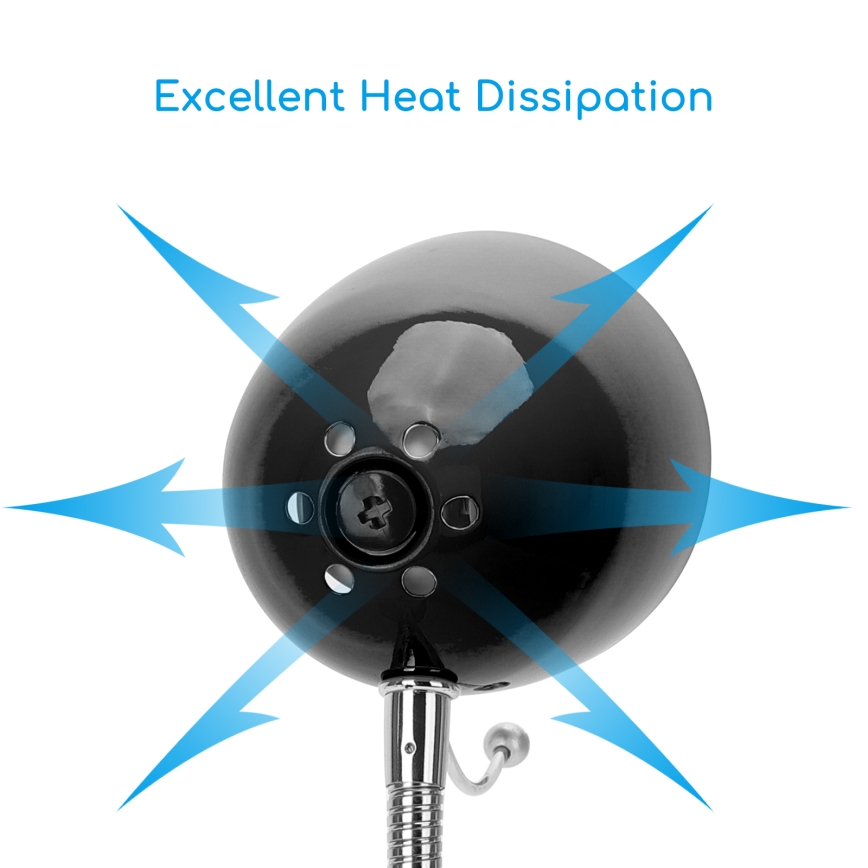 Aigostar -  Eπιτραπέζια λάμπα με κλιπ 1xE27/11W/230V μαύρο/γυαλιστερό χρώμιο