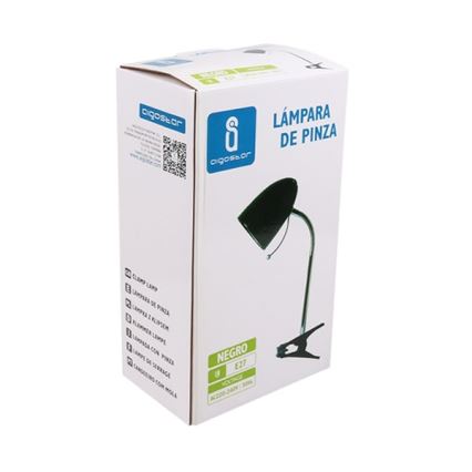 Aigostar -  Eπιτραπέζια λάμπα με κλιπ 1xE27/11W/230V μαύρο/γυαλιστερό χρώμιο