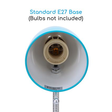 Aigostar -  Eπιτραπέζια λάμπα με κλιπ 1xE27/11W/230V μπλε/γυαλιστερό χρώμιο