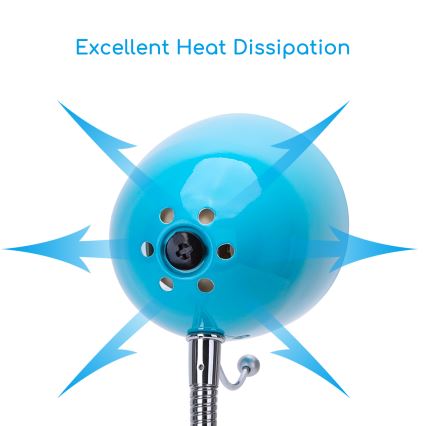 Aigostar -  Eπιτραπέζια λάμπα με κλιπ 1xE27/11W/230V μπλε/γυαλιστερό χρώμιο