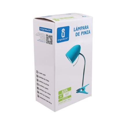 Aigostar -  Eπιτραπέζια λάμπα με κλιπ 1xE27/11W/230V μπλε/γυαλιστερό χρώμιο