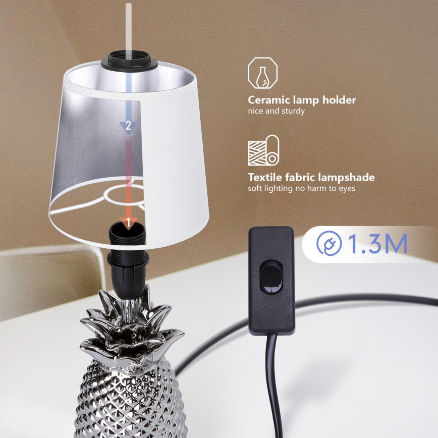 Aigostar - Eπιτραπέζιο φωτιστικό 1xE14/40W/230V γυαλιστερό χρώμιο