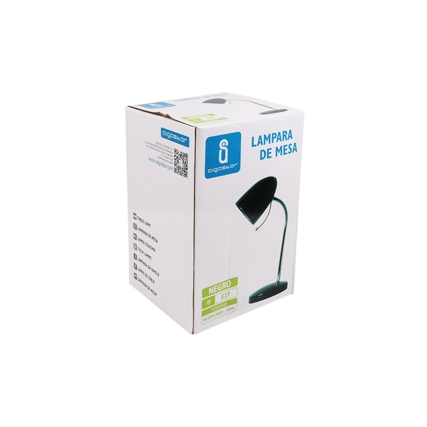 Aigostar - Eπιτραπέζιο φωτιστικό 1xE27/36W/230V μαύρο/γυαλιστερό χρώμιο