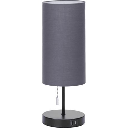 Aigostar - Eπιτραπέζιο φωτιστικό με θύρα USB 1xE27/40W/230V μαύρο