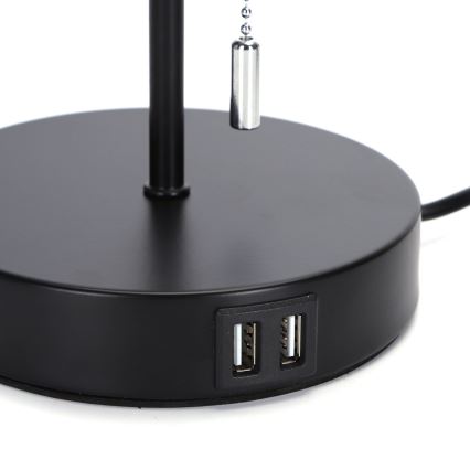 Aigostar - Eπιτραπέζιο φωτιστικό με θύρα USB 1xE27/40W/230V μαύρο