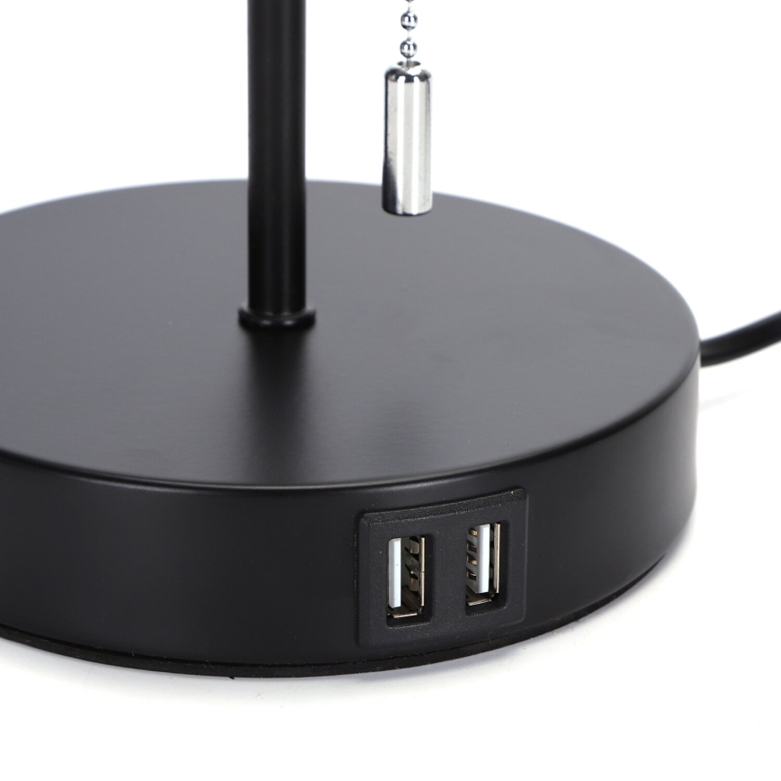 Aigostar - Eπιτραπέζιο φωτιστικό με θύρα USB 1xE27/40W/230V μαύρο