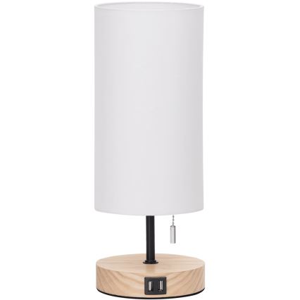 Aigostar - Eπιτραπέζιο φωτιστικό με θύρα USB 1xE27/40W/230V μπεζ