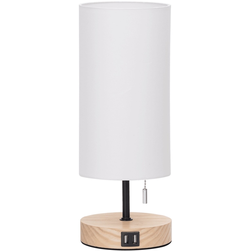 Aigostar - Eπιτραπέζιο φωτιστικό με θύρα USB 1xE27/40W/230V μπεζ