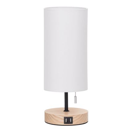Aigostar - Eπιτραπέζιο φωτιστικό με θύρα USB 1xE27/40W/230V μπεζ