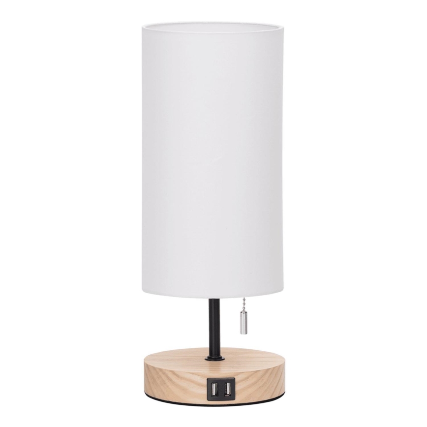 Aigostar - Eπιτραπέζιο φωτιστικό με θύρα USB 1xE27/40W/230V μπεζ