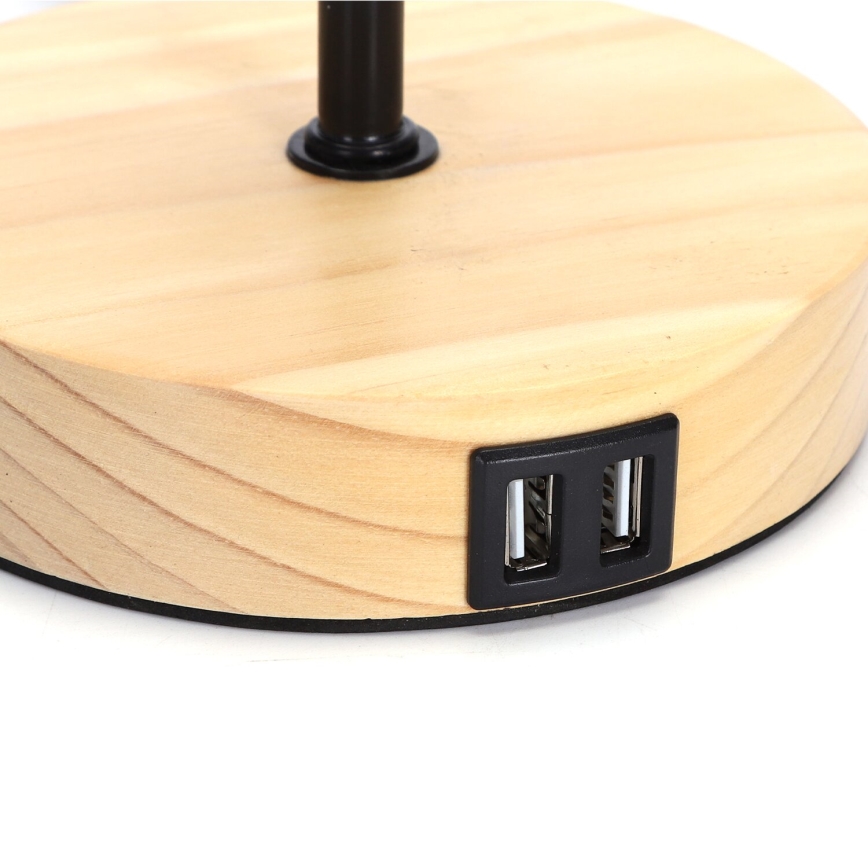 Aigostar - Eπιτραπέζιο φωτιστικό με θύρα USB 1xE27/40W/230V μπεζ
