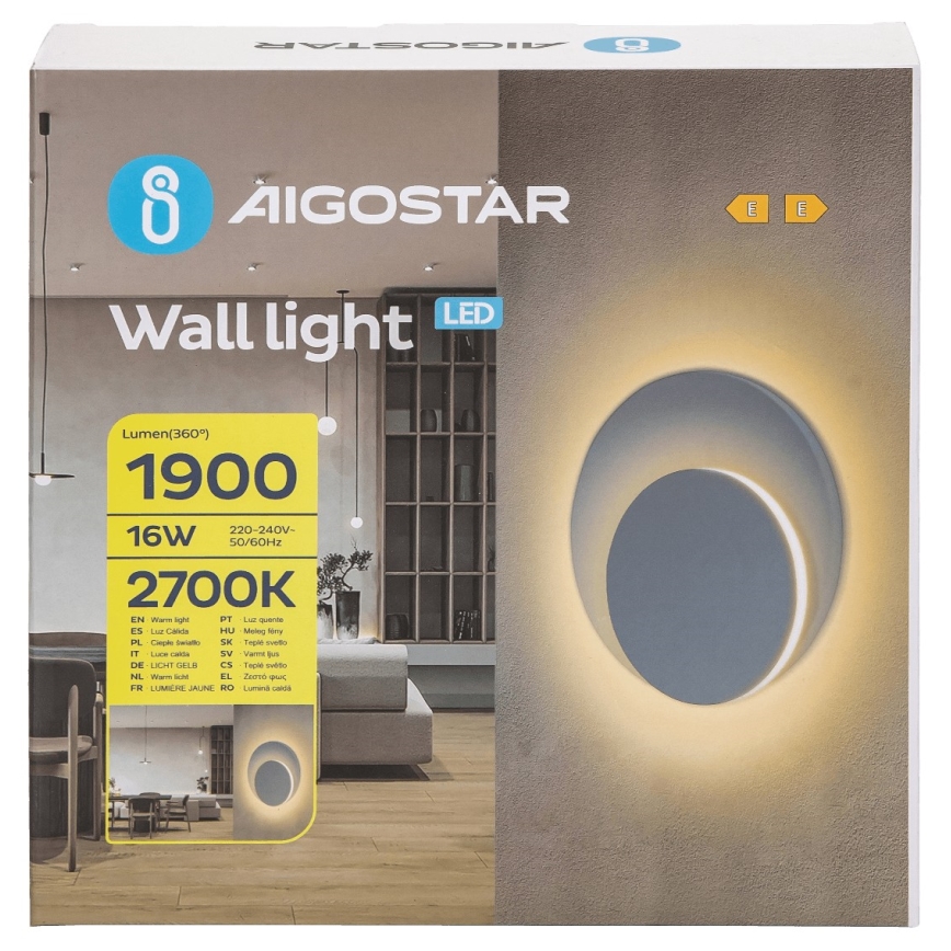 Aigostar - Φωτιστικό τοίχου LED LED/16W/230V 2700K λευκό