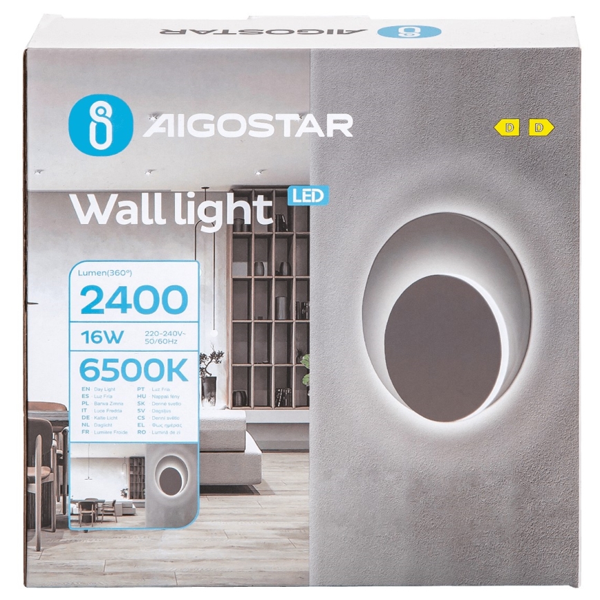 Aigostar - Φωτιστικό τοίχου LED LED/16W/230V 6500K λευκό
