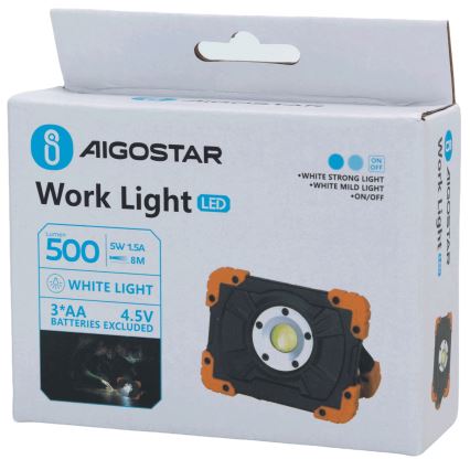 Aigostar - Φωτιστικό εργασίας LED/5W/3xAA 6500K IP44